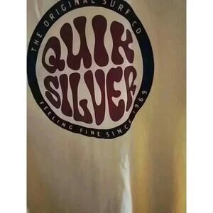 Quiksilver Shirt Mens Large Surfer Skater Streetwear Graphic Logo Yellow CR5